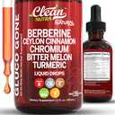 Clean Nutra Berberine with Ceylon Cinnamon Supplement Liquid Drops + Bitter Melon Extract, Glucomannan, Gymnema, Chromium, Turmeric, Organic Panax Ginseng, Moringa GLP-1 Support