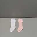 Baby Girls Socks Knee High Socks With Bow Infants Toddlers Stockings School Uniform Dress Socks, 6-12 Months, White/Pink_2 Pairs
