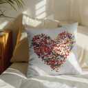 Colorful and White Aesthetic Decorative Throw Pillow Covers, Vibrant Heart Made of Butterflies Pattern Pillow Cases, Cute Trendy Nature Art Decor for Teen Girls Bedroom Dorm 18x18"