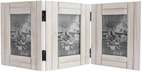 RiteSune Rustic Picture Frame White, 4X6 Picture Frame College, 3 Photo Frame Hinged Farmhouse Picture Frames Desk Photo Frame for Home Office