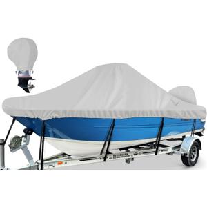 Waterproof Center Console Boat Cover 20-22ft, Heavy Duty 1300D Marine Grade Polyester Canvas 2021 ft 22 Foot Boat Center Console Covers, Gray