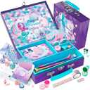 CORALMEE Mermaid Stationery Set for Girls  Art and Letter Writing Kit with Storage Case - Ideal Birthday Gift for Kids Ages 4-12 - Perfect for Preteen Crafts and Toys