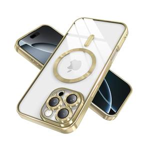 IAIYOXI Magnetic Clear Case for iPhone 11 Pro with Full Camera Lens Protection,Compatible with MagSafe,Plating Soft TPU Phone Case,Anti-Scratch Shockproof Slim Cover for Women Gilrs Men - Gold