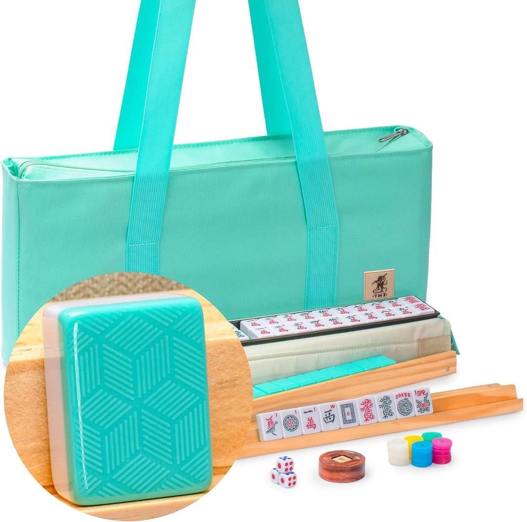 Yellow Mountain Imports American Mahjong Set, Pepper with Soft Case, Racks with Pushers, Wright Patterson Betting Coins, Dice, & Wind Indicator, 21.7 X 10.6 X 3 Inches