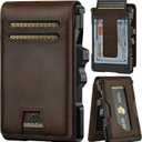 furid Genuine Leather Wallet for Men: Slim RFID Minimalist Wallets with Money Clip - Smart Pop Up Credit Card Holder for Front Pocket - Gifts for Husband Father on Birthday Anniversary