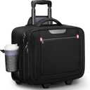 Ytonet Rolling Laptop Bag, Rolling Briefcase for Men Women with Cup Holder, 17.3 Inch Water Resistant Laptop Bag with Wheels, Overnight Roller Computer Bag Laptop Briefcases for Work Carbon Black