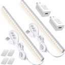 2Pack LED Under Cabinet Lighting Dimmable Under Cabinet Lights with USB Powered for Closet Light Bar Under Counter Lighting Work Tables Student Dormitory (Include AC Plug)
