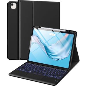 for iPad Air 13 inch & Pro 12.9 Case with Keyboard - Multi-Touch Trackpad, 7 Colors Backlit, Detachable Folio Keyboard Cover for iPad Pro 12.9 (6th, 5th, 4th, 3rd gen), Air 13 M3/M2 (Black)