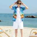 westwolf Little Big Boys Hawaiian Shirts Button Down Short Sleeve Tops Hawaiian Shirt for Kids 3-14T (7-8 Years, 02 Blue Palm)