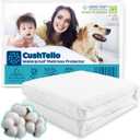 CushTello 100% Waterproof Mattress Protector King Size Bed Cover - 180gsm Cotton Blend Mattress Cover King Size Bed Protector Waterproof - Noiseless, Soft, Breathable & Machine Washable