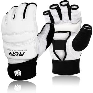 FitsT4 Sports Half Mitts MMA UFC Training Boxing Punch Bag Martial Arts Gloves (Large, White)