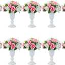 Nuptio 10 Pcs Flowered Metal Trumpet Vase Elegant Wedding Centerpieces Vase for Party Dining Room Decoration, 23.2cm Tall Artificial Flower Arrangements for Anniversary Ceremony, White
