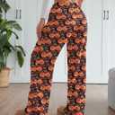 Aoulaydo Women's Wide Leg Lounge Pants Low Rise Baggy Pajama Bottoms with Pockets Y2K Pjs Bottoms (Orange, XXL)