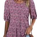 ONLYSHE Womens Shirts Cute Summer Lightweight Tops Short Sleeve Casual Swing Blouse (M)