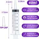 60ml Syringe for Liquid, Oral, Scientific Labs, Measurement, Dispensing, Catheter Tip with Cap- 10 Pack 60ml Syringes