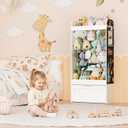 51.2" H Stuffed Animal Storage with Blackboard, Kids Toy Storage with 180L Stuffed Zoo for 80+ Plushies and Rolling Toy Box, Wooden Organizer Shelf for Girls Boys Bedroom/Playroom, Large