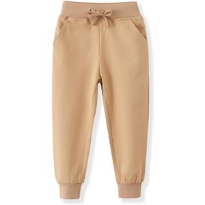 Toddler Boy Girl Cartoon Pattern Sweatpants Cotton Drawstring Elastic Waist Sport Jogger Pants with Pocket Age 2T-7T (4T, Khaki)