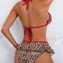 swimall Women's Skirt Bikini Set Sexy Leopard Print Bikini Halter String Two Piece Swimsuit Y2K Bathing Suit (XL)