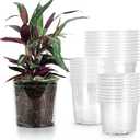 RAOOKIF 30 Pack 5/6/7 Inch Reinforced Clear Nursery Pots with Drainage Holes, Nursery Pots for Plants Variety Pack, Transparent Plastic Plant Pots for Seedlings, Seed Starters