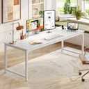 PRAISUN 70 x 24 Inch Computer Desk with Power Outlets & USB-C, White, 71 Inch