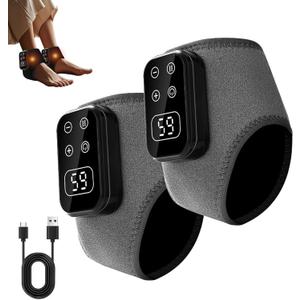 2PC Foot Advanced Renew Triple Method Massager, 3-in-1 Heated Foot & Ankle Wrap, Triple Technology Foot Massager Ankle, 3-Speed & 5-Temperature, Portable Foots Renew Massager for Home Travel Use