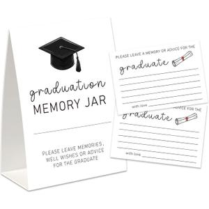 2026 Graduation Advice Card, 1 Graduation Sign with 50PCS Advice and Wishes Cards, College Grad Party Games and Decorations Supplies-GMJ04