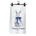 Ghoaoivo Chinoiserie Bunny Happy Easter Kitchen Dish Towels, Bunny Gifts for Women, Blue Bow Floral Easter Rabbit Hand Tea Towels for Kitchen Bathroom Decor, 16x24 Inch