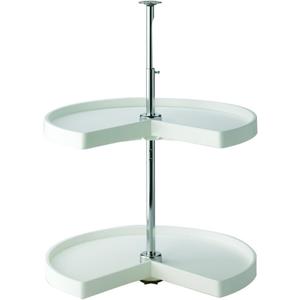 KV Lazy Susan Kidney Shaped 2 Polymer Shelves 24" (Set) White (24-inch (Width))