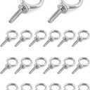 QWORK Eye Bolt, 20 Pack 1/4" - 20 x 1 Marine Grade Stainless Steel Lifting Ring Threaded Eyebolt Machinery Shoulder Eyebolts