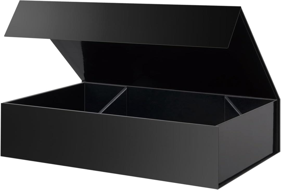 PACKHOME Extra Large Black Gift Box 17.5x11.3x4.3in with Magnetic Lid