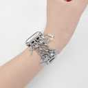 YONWORTH Cuban Chain Band Compatible with Apple Watch Bands 38/40/41/42/44/45 46 49mm Women,Bling Diamond Chain Dressy Metal Wristband Cute Charms Pendants for iWatch Series 10 9 8 7 6 5 4 3 SE Ultra