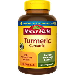 Nature Made Turmeric Curcumin 500 mg, Turmeric Curcumin Supplement for Antioxidant Support, Herbal Supplements, 120 Capsules, 120 Day Supply (EXP 01/01/29)