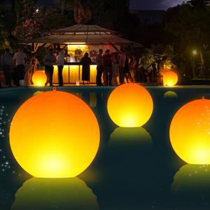 2 x LanPool Floating Pool Lights,14" Flame Solar Pool Lights,Floating Glow Globe IP68 Waterproof, Solar Powered Swimming Pool Accessories, Large Floating Light Up Balls for Pool Pond Outdoor Decor-1PC