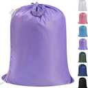 Polecasa Heavy Duty Large Laundry Bag with 130gsm Tear Resistant Fabric and Handles, Easy to Carry Durable Dirty Clothes Drawstring Bag, Perfect for College Dorm, Travel, 28x36,Purple