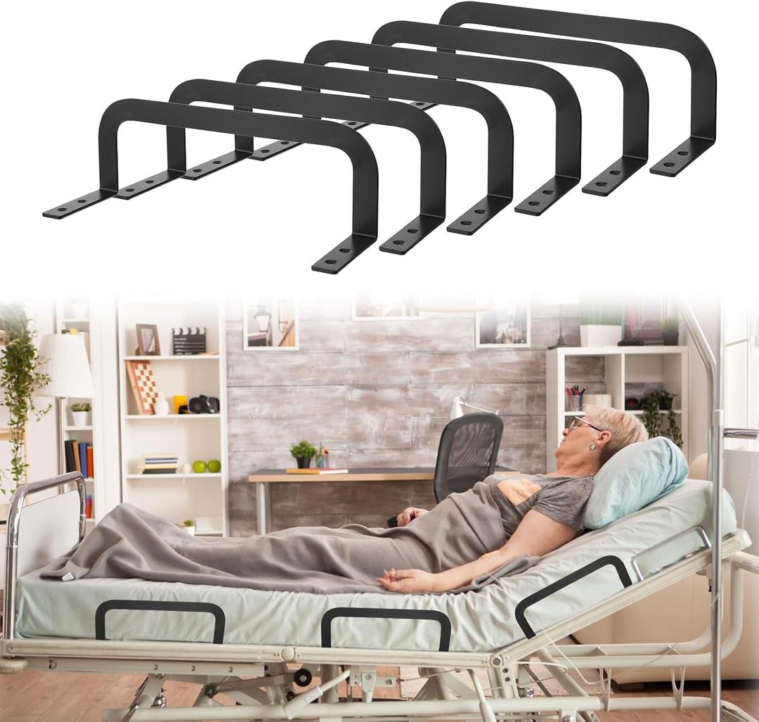 6 Pcs Black Mattress Retainer Bar, Iron Slide Stopper Anti Slip Gripper for Platform, Adjustable, RV Bed Frames, Prevent Mattress Sliding Stabilizer Bracket