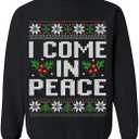 fresh tees I Come In Peace Couple Matching Ugly Christmas Sweater Sweatshirt for Men/Women (Large, Black)