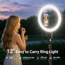 NEEWER 12" Selfie Ring Light with App Control/Remote/Tripod Stand, 3200mAh LED Bi Color CRI95 2900K-7000K Ringlight Circle Lighting Compatible with iPhone Vlog Makeup Studio Video Recording, RB12B