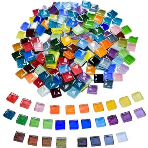 1100pcs Mixed Colors Glass Mosaic Tiles, DIY Mosaic Tiles for Crafts, 2.2lbs Crystal Stained Glass Tiles, Children Handmade DIY Art Craft Projects for Home Decoration