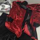 Halloween Red Silky Robe Jacket Costume Set Men's Captain Outfit with Hat Sunglasses Chain Funny Adult Party Cosplay (Large)