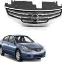 Front Grille (Chrome & Black) Compatible With Nissan 2010 2011 2012 Altima Sedan / 2010-2012 Altima (Base S SL SR) / 2010-2011 Altima (Hybrid) Front Grill Chrome Frame Shell Black Insert