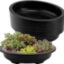 JAPCHET 12 PCS Oval Bonsai Training Pots, Plastic Pots with Drainage Holes Oval Nursery Pot for Home, Garden and Hotel, 15 x 11.4 x 3.5 in, Black