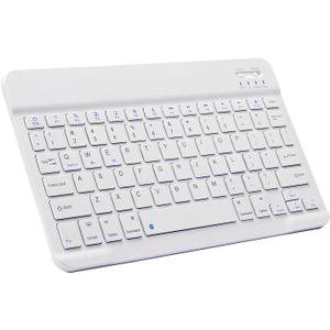 Ultra-Slim Bluetooth Keyboard Portable Mini Wireless Keyboard Rechargeable for Apple iPad iPhone Samsung Tablet Phone Smartphone iPadOS iOS Android (10 inch White)
