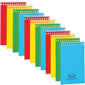 National Memo Book, Narrow Ruling, Top-Bound, Assorted Colors, 3" x 5", 60 Sheets, Pack of 12 (31120-12)