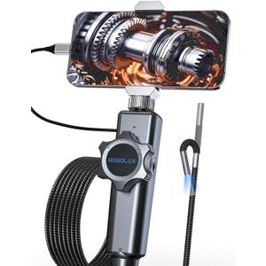 Endoscope Camera with Light[360Rotation], 1920P HD Articulating Borescope with Semi-Rigid Snake Camera, IP67 Waterproof Inspection, Gifts/Tools Bore Scope for Men for iPhone (Black)