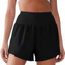 YIPINK Women's High Waisted Running Shorts with Spandex Size XXL, Black 