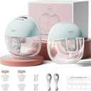 NCVI Wearable Breast Pump Hands Free, Portable Electric Breastfeeding Pump with 1500mAh Battery, Quiet Operation, Smart LED Display, 4 Modes & 9 Levels, 19/21/24mm Flanges, 2 Pack, Green