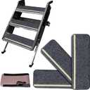 RV Step Covers 3 Packs, RV Stair Covers for Mobile Home and Camper, Camper Step Covers, Non Slip RV Step Rug Carpet Outside, Waterproof, Glow in the Dark, 24 x 7.5 Inches