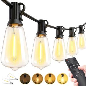 Outdoor Lights String Patio Outside - 100ft 30M LED Waterproof Light - Hanging Lighting ST38 Shatterproof Edison Bulb Deck Backyard Gazebo Balcony Party Bistro Cafe Pergola Garden Yard Porch Dimmable