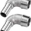 Beduan Stainless Steel Elbow 1-1/4" Hose Barb x 1" Male NPT Home Brew Pipe Fitting (Pack of 2)