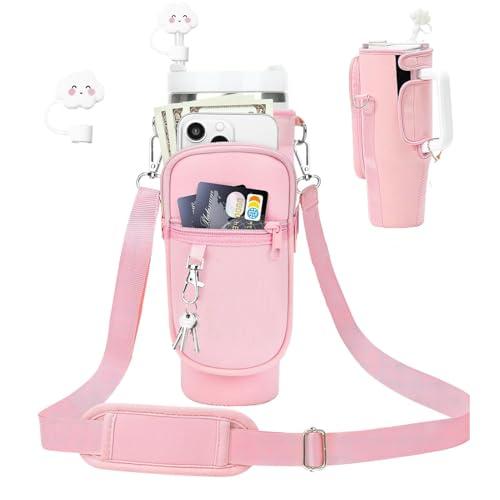 SAE&SVNG Initial A-Z Carrier Bag for Standley Cup 40 oz, Stanley Cup Holder with Strap for Stanley 40 oz Tumbler with Handle, Stanley Cup Accessories with Stanley Straw Cover & Letter Charm No Letter